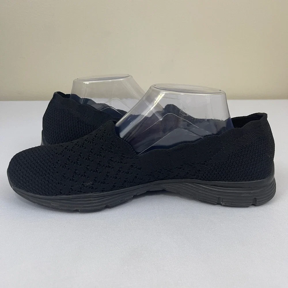 Skechers Seager Stat Womens 9 Black Knit Slip‎ On Casual Comfort Shoes 49481W